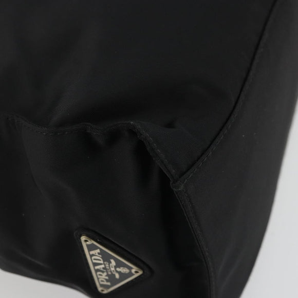 PRADA Hand Bag Nylon Black Silver Auth 175323