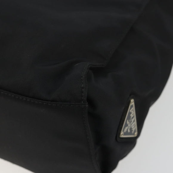 PRADA Hand Bag Nylon Black Silver Auth 175323
