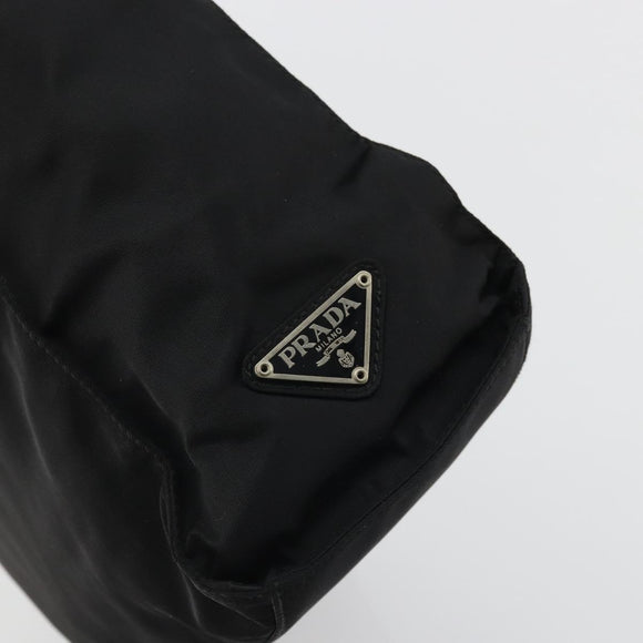 PRADA Hand Bag Nylon Black Silver Auth 175323