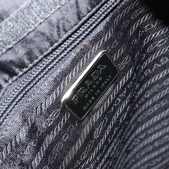 PRADA Hand Bag Nylon Black Silver Auth 175323