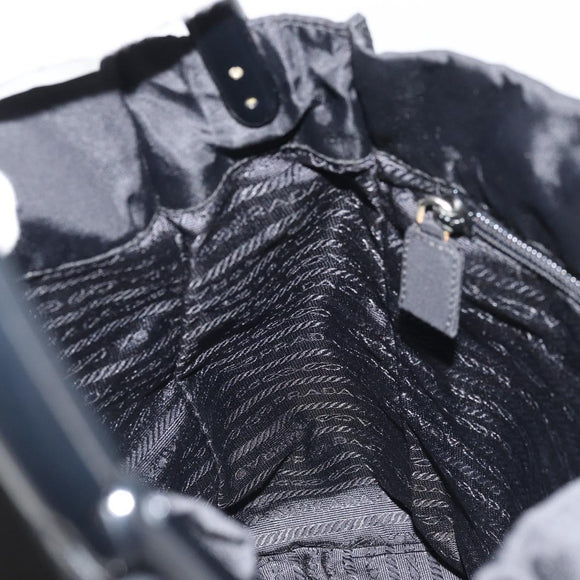 PRADA Hand Bag Nylon Black Silver Auth 175323