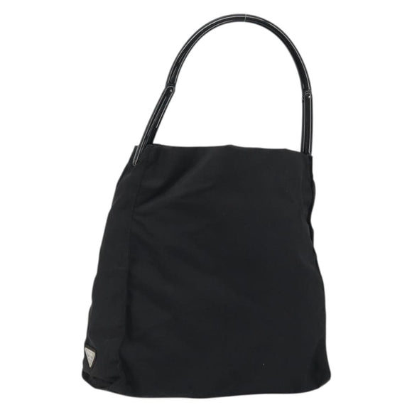 PRADA Hand Bag Nylon Black Silver Auth 175323