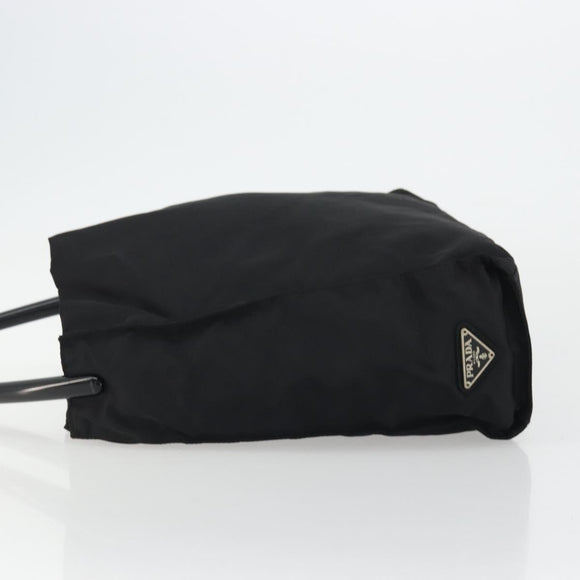 PRADA Hand Bag Nylon Black Silver Auth 175323