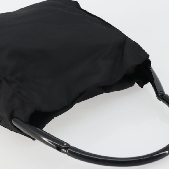 PRADA Hand Bag Nylon Black Silver Auth 175323