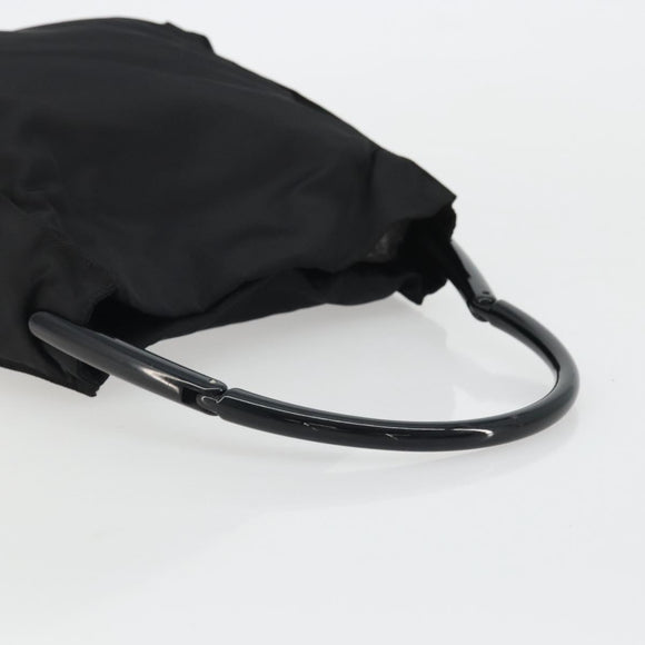 PRADA Hand Bag Nylon Black Silver Auth 175323