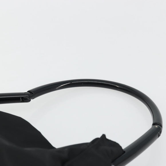 PRADA Hand Bag Nylon Black Silver Auth 175323