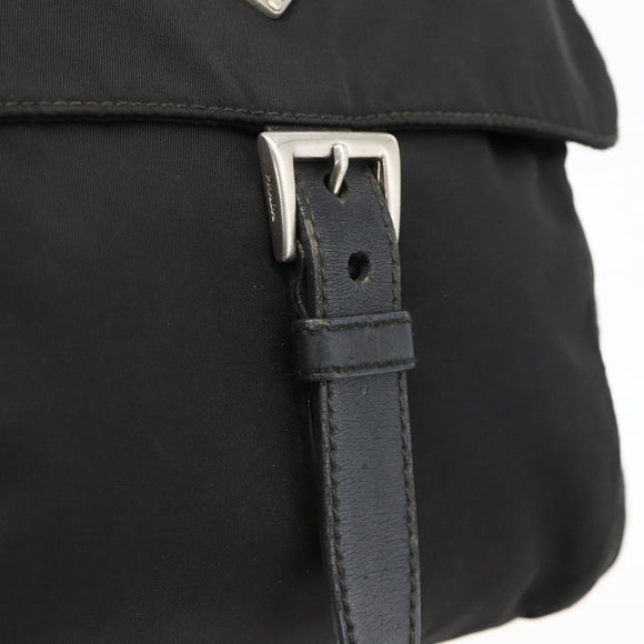 PRADA Shoulder Bag Nylon Black Silver Auth 175324