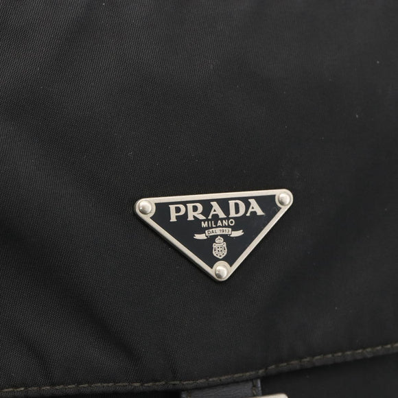 PRADA Shoulder Bag Nylon Black Silver Auth 175324