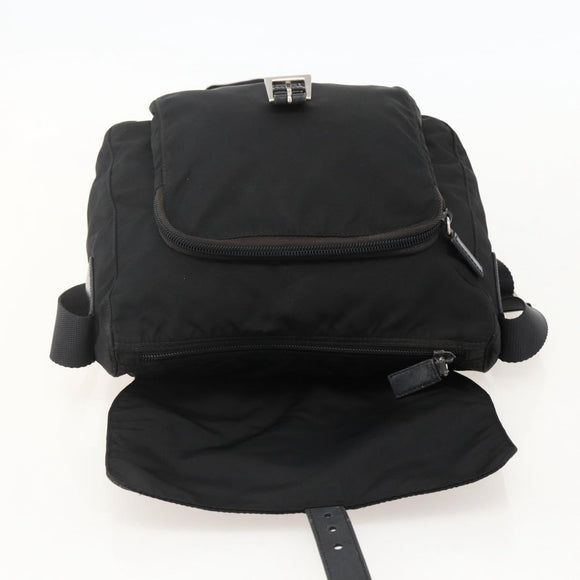 PRADA Shoulder Bag Nylon Black Silver Auth 175324