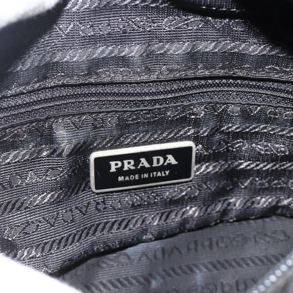 PRADA Shoulder Bag Nylon Black Silver Auth 175324