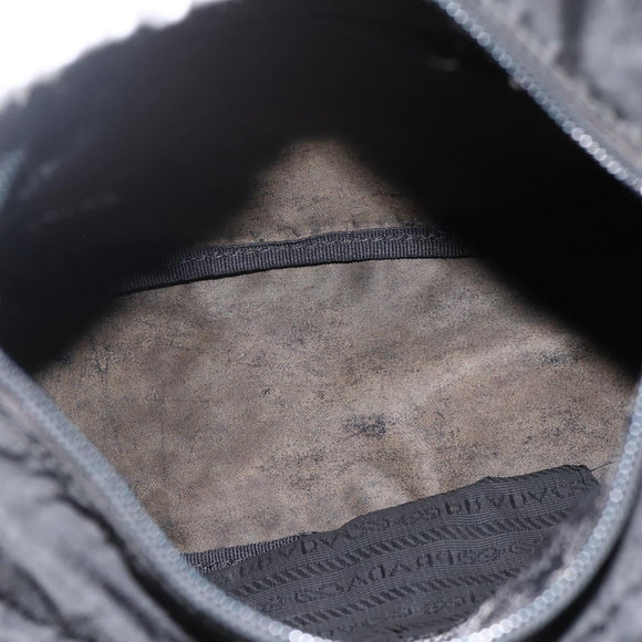 PRADA Shoulder Bag Nylon Black Silver Auth 175324