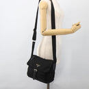 PRADA Shoulder Bag Nylon Black Silver Auth 175324-29