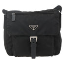 PRADA Shoulder Bag Nylon Black Silver Auth 175324-13