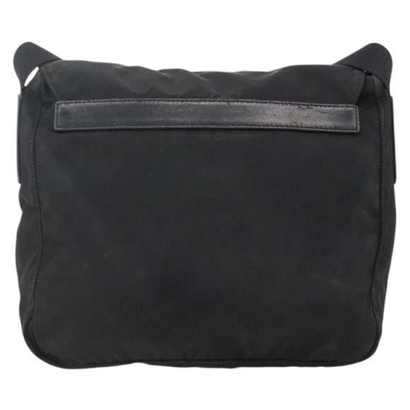 PRADA Shoulder Bag Nylon Black Silver Auth 175324