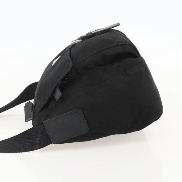 PRADA Shoulder Bag Nylon Black Silver Auth 175324