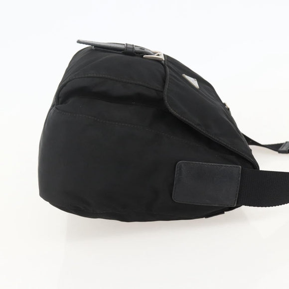 PRADA Shoulder Bag Nylon Black Silver Auth 175324