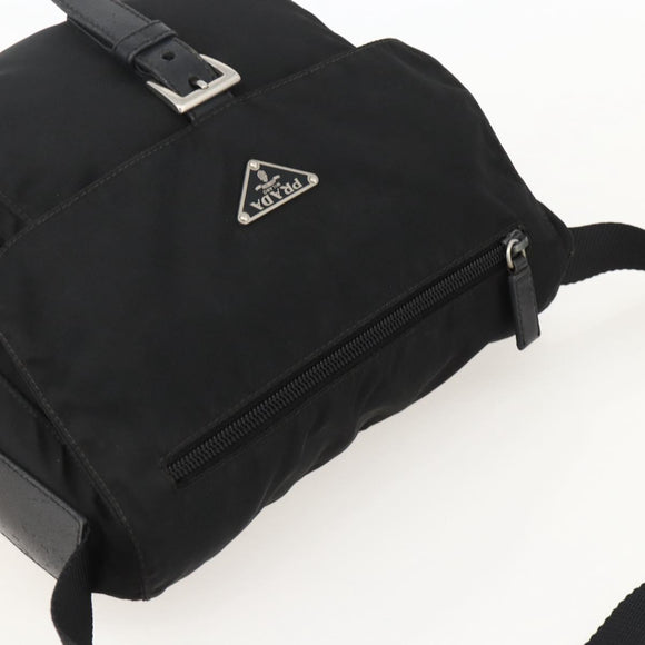 PRADA Shoulder Bag Nylon Black Silver Auth 175324