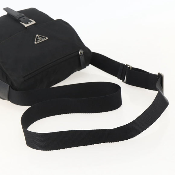PRADA Shoulder Bag Nylon Black Silver Auth 175324
