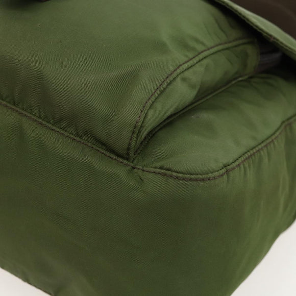 PRADA Shoulder Bag Nylon Green Silver Auth 175325