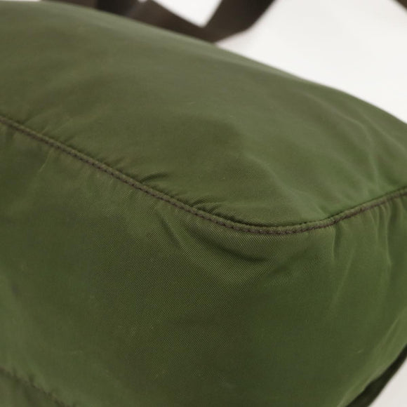 PRADA Shoulder Bag Nylon Green Silver Auth 175325
