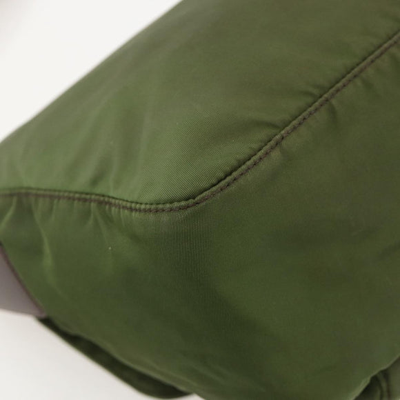 PRADA Shoulder Bag Nylon Green Silver Auth 175325