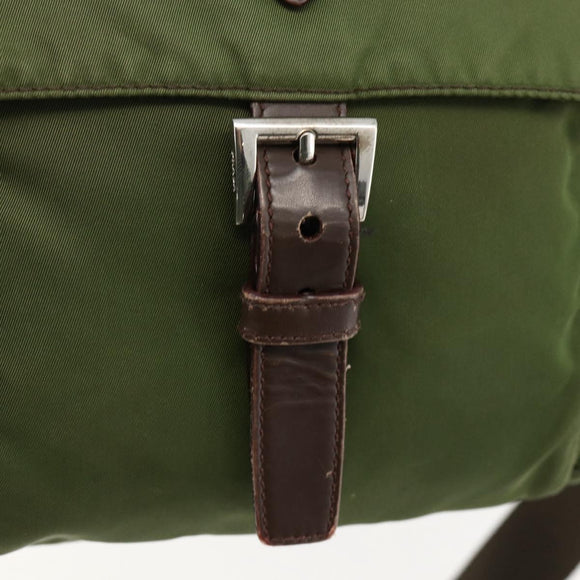 PRADA Shoulder Bag Nylon Green Silver Auth 175325