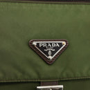 PRADA Shoulder Bag Nylon Green Silver Auth 175325-19