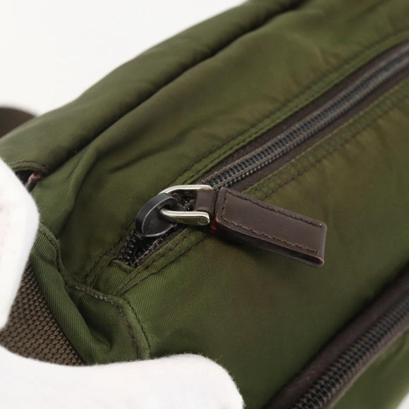 PRADA Shoulder Bag Nylon Green Silver Auth 175325