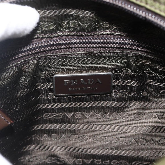 PRADA Shoulder Bag Nylon Green Silver Auth 175325