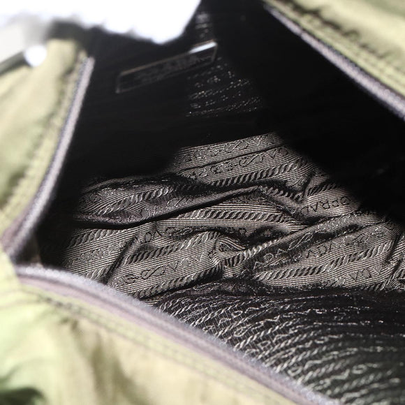 PRADA Shoulder Bag Nylon Green Silver Auth 175325