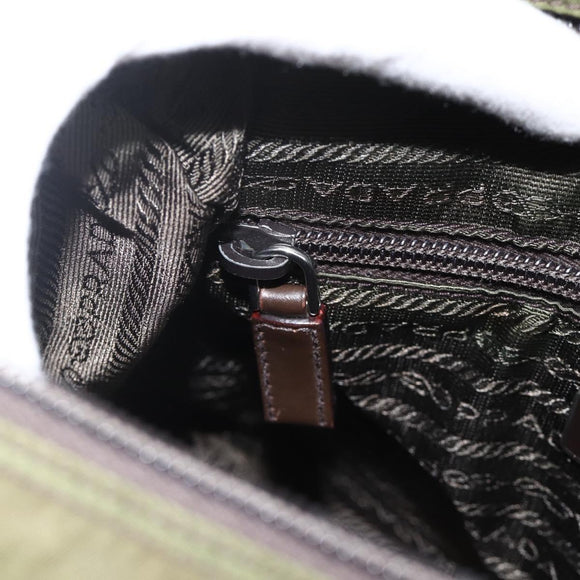 PRADA Shoulder Bag Nylon Green Silver Auth 175325