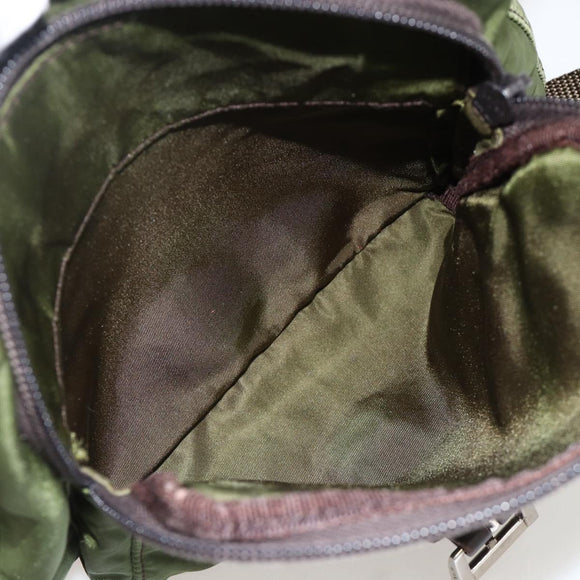 PRADA Shoulder Bag Nylon Green Silver Auth 175325