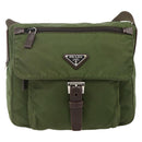 PRADA Shoulder Bag Nylon Green Silver Auth 175325-13