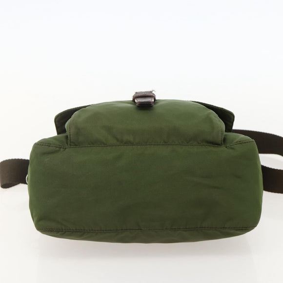 PRADA Shoulder Bag Nylon Green Silver Auth 175325