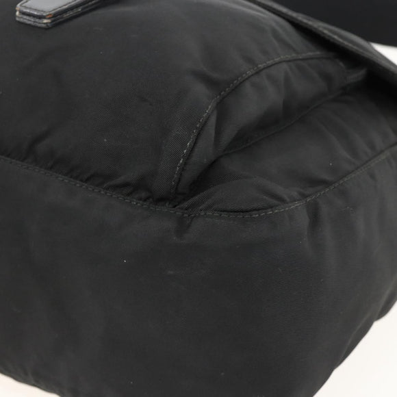 PRADA Shoulder Bag Nylon Black Silver Auth 175326