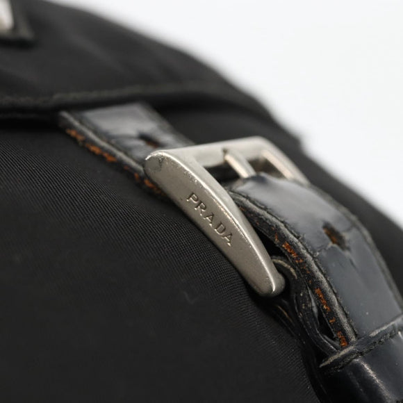 PRADA Shoulder Bag Nylon Black Silver Auth 175326