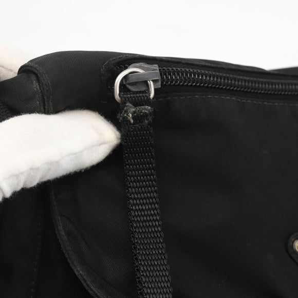 PRADA Shoulder Bag Nylon Black Silver Auth 175326