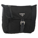 PRADA Shoulder Bag Nylon Black Silver Auth 175326-1