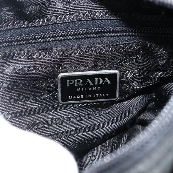PRADA Shoulder Bag Nylon Black Silver Auth 175326