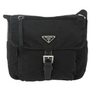 PRADA Shoulder Bag Nylon Black Silver Auth 175326-13