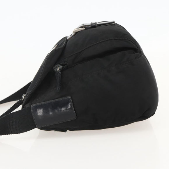 PRADA Shoulder Bag Nylon Black Silver Auth 175326