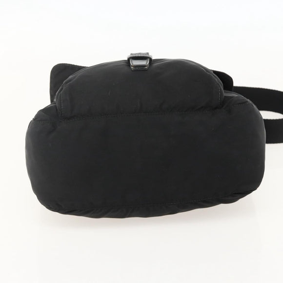 PRADA Shoulder Bag Nylon Black Silver Auth 175326