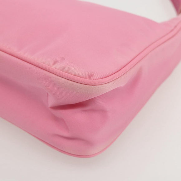 PRADA Hand Pouch Bag Nylon Pink Silver Auth 175327