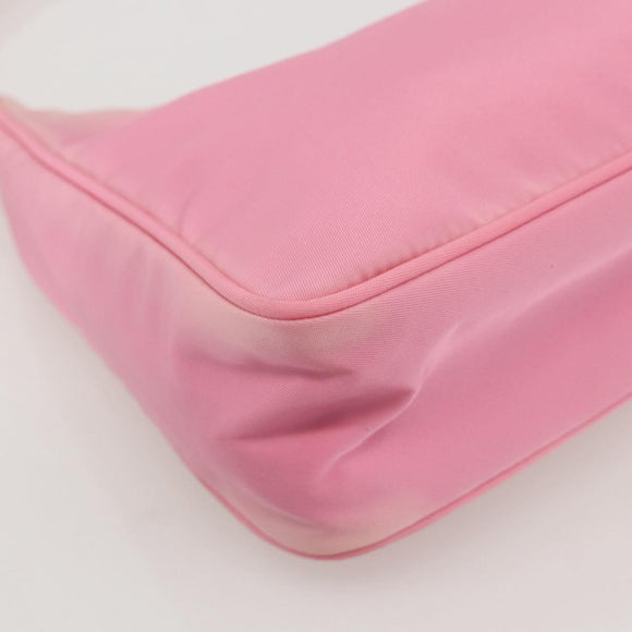 PRADA Hand Pouch Bag Nylon Pink Silver Auth 175327