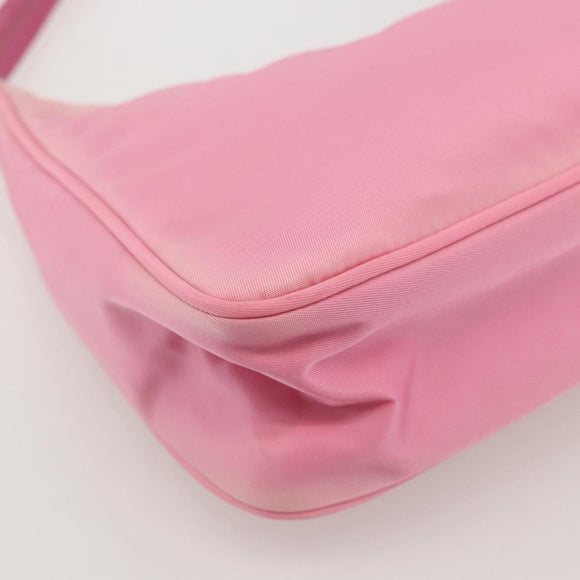 PRADA Hand Pouch Bag Nylon Pink Silver Auth 175327