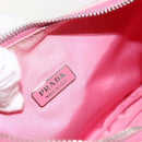 PRADA Hand Pouch Bag Nylon Pink Silver Auth 175327-19