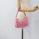 PRADA Hand Pouch Bag Nylon Pink Silver Auth 175327-22