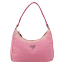 PRADA Hand Pouch Bag Nylon Pink Silver Auth 175327-13