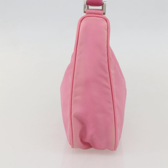 PRADA Hand Pouch Bag Nylon Pink Silver Auth 175327
