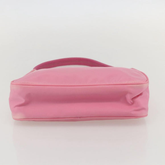 PRADA Hand Pouch Bag Nylon Pink Silver Auth 175327